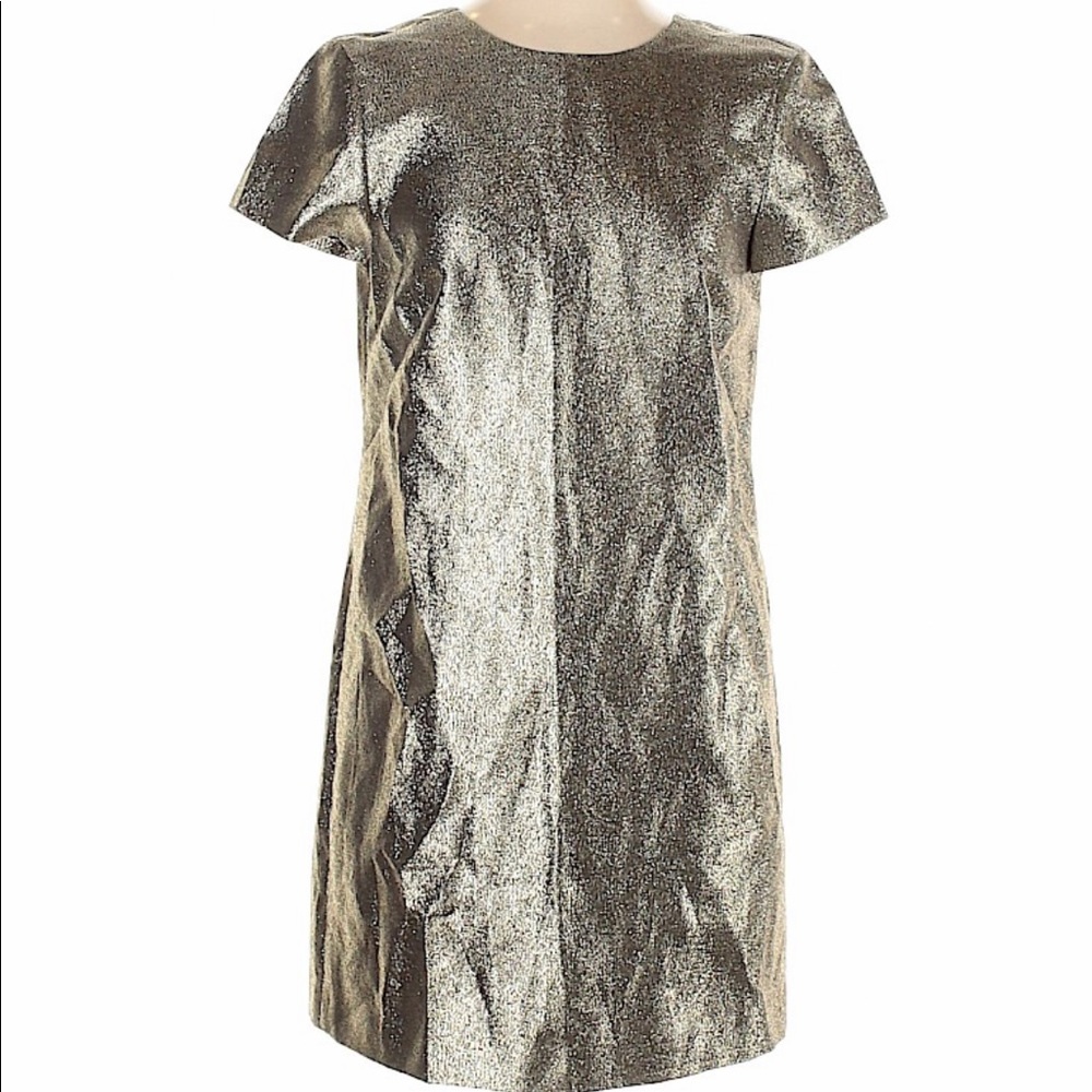 Madewell Metallic Shift Dress Pockets! 0